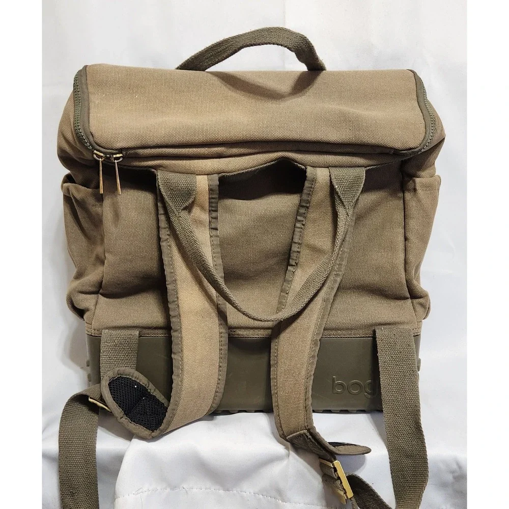 Bogg Bag Canvas Backpack Cooler Olive Green Waterproof Rubber Base Utility Bag